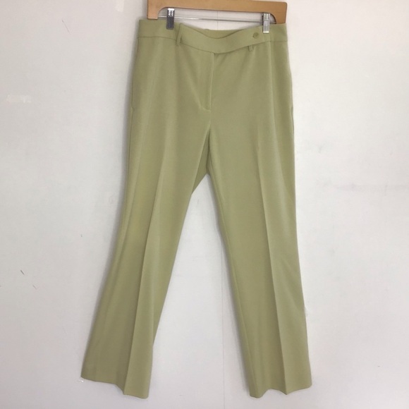 Sigrid Olsen Sport yellow/green stretch straight leg flat front trousers size 10 - Picture 3 of 8